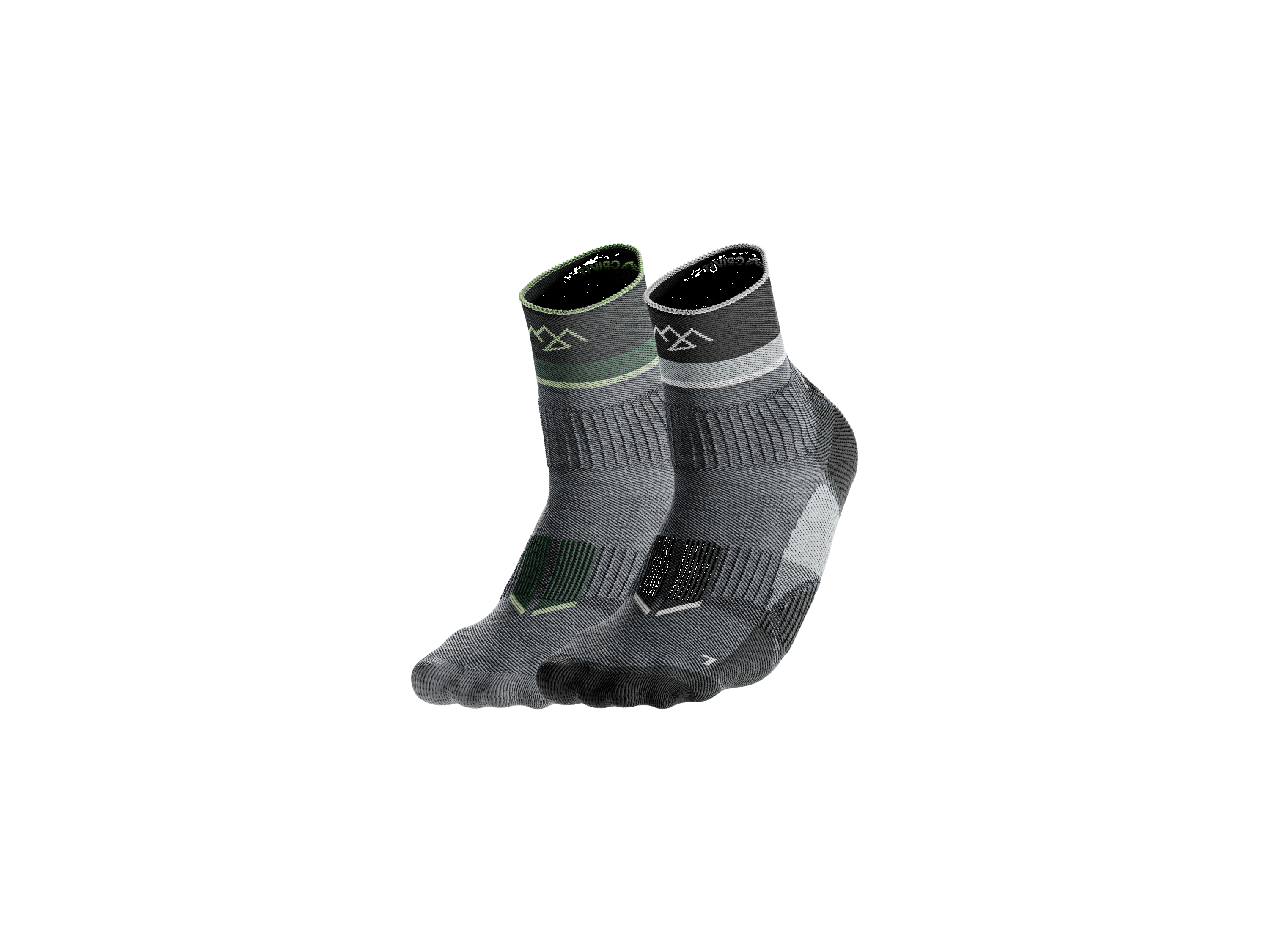 Crivit Skarpetki trekkingowe, 2 pary szary/zielony/jasnoszary, 45/46