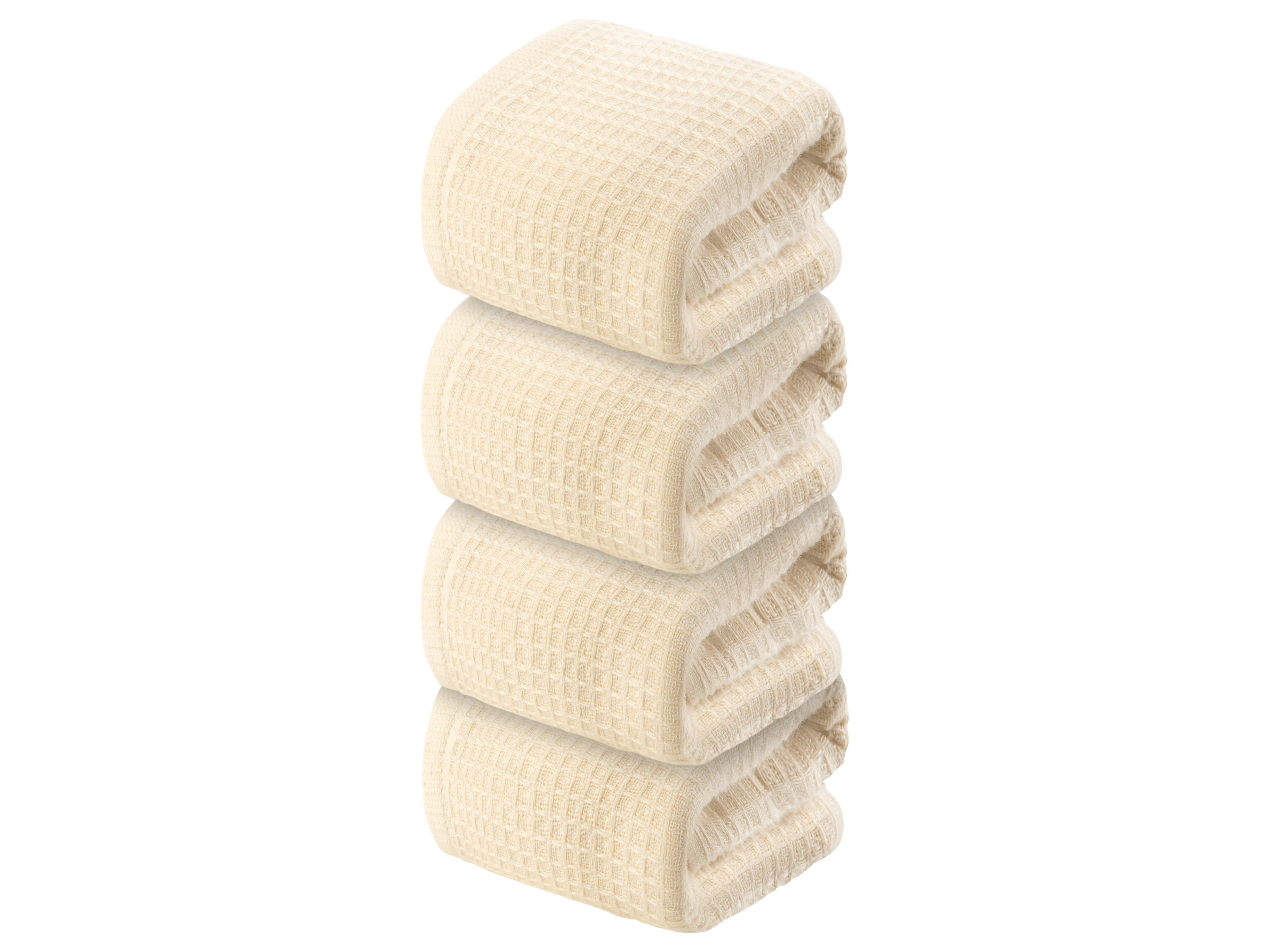 Livarno home Komplet 4 ręczników do rąk z waflowej piki, 30 x 50 cm Kremowy