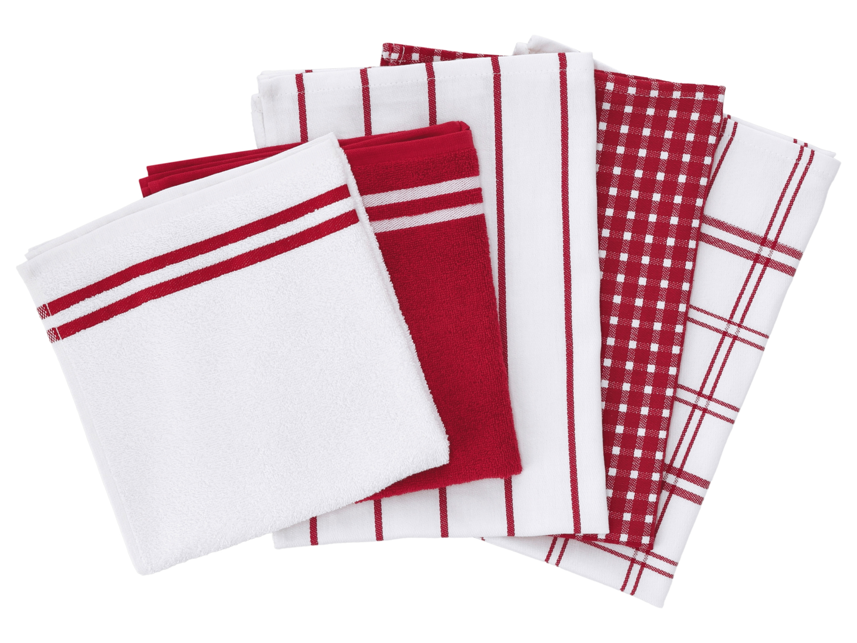 W5 Komplet ściereczek i ręczników kuchennych Czerwony/biały