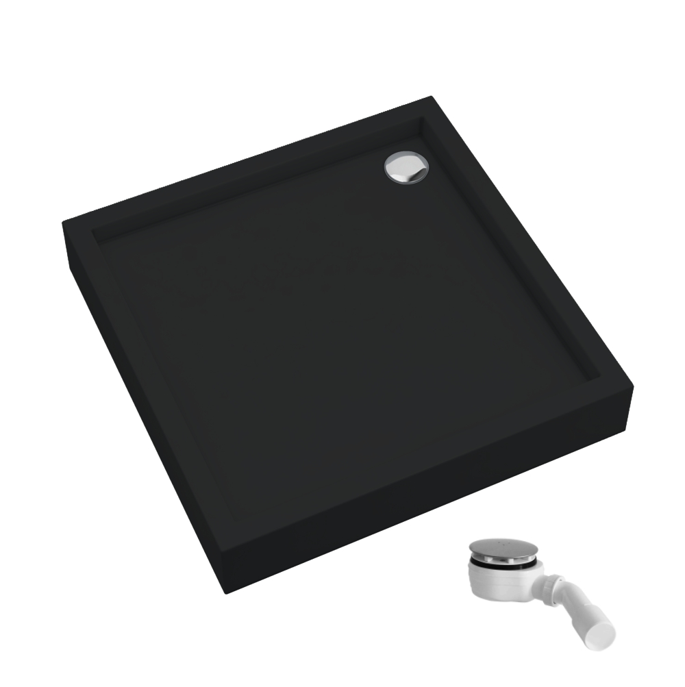 Darmowa Dostawa - Brodzik kwadratowy z syfonem 90x90 cm czarny Schedline Favory Plus Black Mat 3STF1K9090CMG