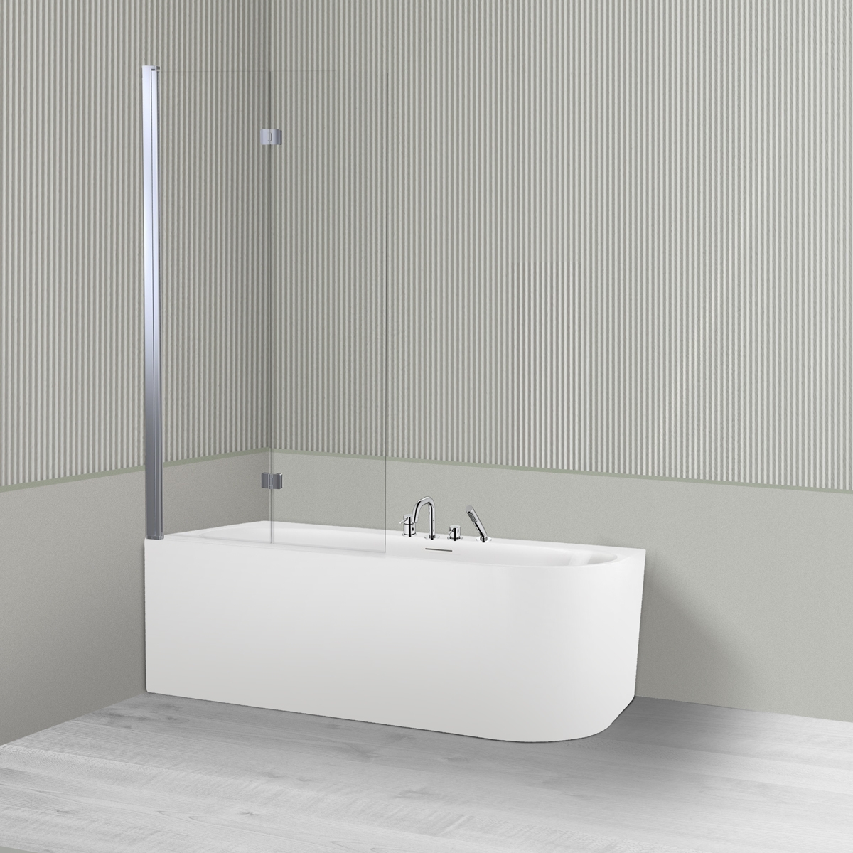 Darmowa Dostawa - Wanna narożna z parawanem 160x75 cm prostokątna biała Oltens Hulda 18008000