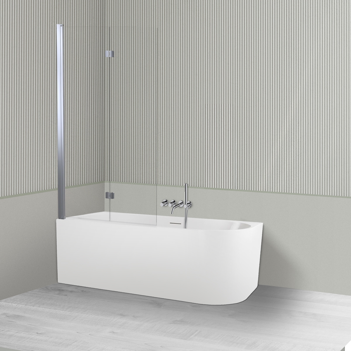 Darmowa Dostawa - Wanna narożna z parawanem 150x75 cm prostokątna biała Oltens Delva 18018000