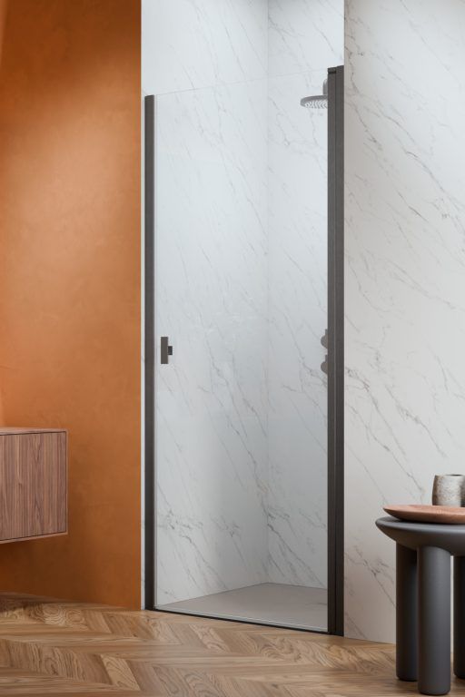 Darmowa Dostawa - Drzwi prysznicowe 80 cm uchylne gunmetal szczotkowany/szkło przezroczyste Radaway Nes Brushed GunMetal DWJ I 100260809201R