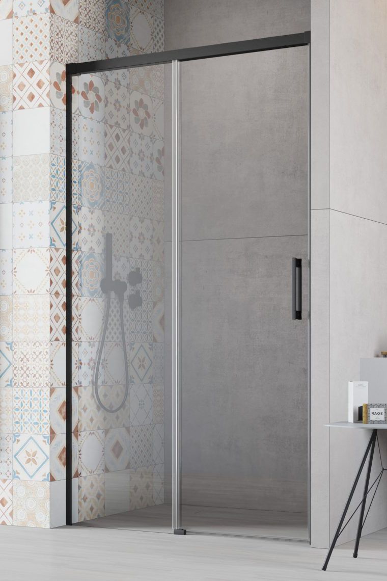 Darmowa Dostawa - Drzwi prysznicowe 150 cm rozsuwane czarny mat/szkło przezroczyste Radaway Idea Black 8 DWJ 103307705401L103507030101