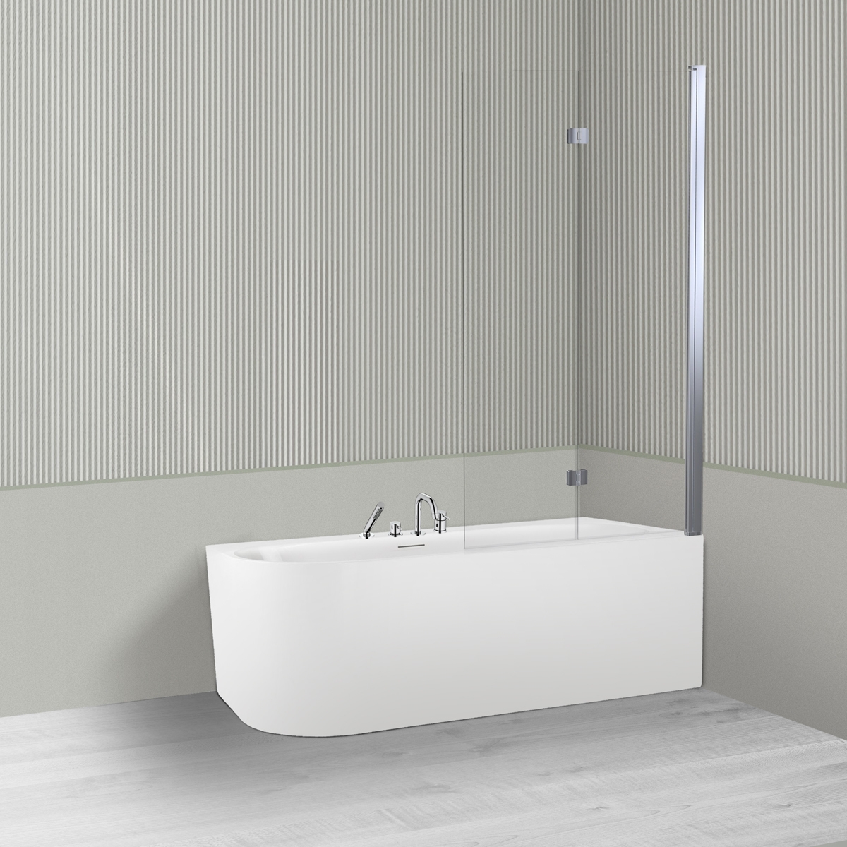 Darmowa Dostawa - Wanna narożna z parawanem 160x75 cm prostokątna biała Oltens Hulda 18007000