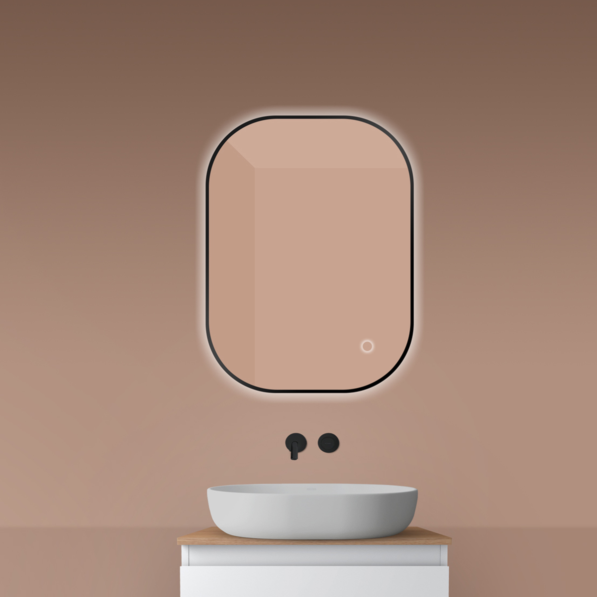 Darmowa Dostawa - Lustro 60x90 cm prostokątne z oświetleniem z matą grzewczą czarny Oltens Nordlis 64126300