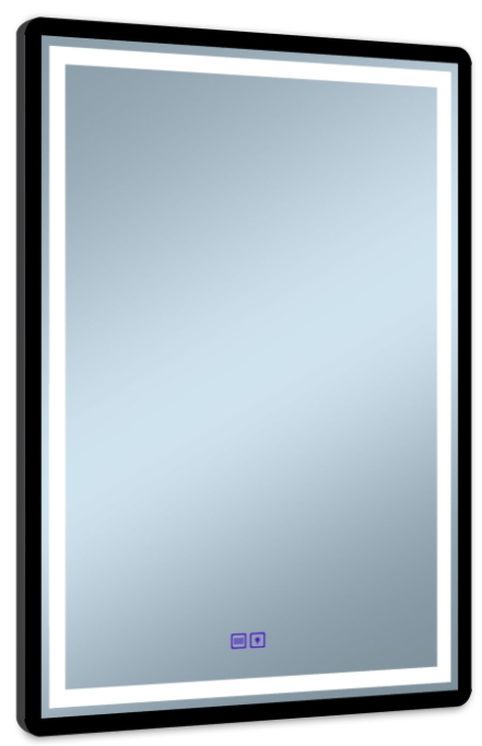 Darmowa Dostawa - Lustro 60x80 cm prostokątne z oświetleniem z matą grzewczą czarny Venti Duo 5905951180441