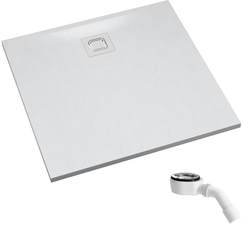 Darmowa Dostawa - Brodzik kwadratowy z syfonem 80x80 cm biały Schedpol Majestic White Stone 33500BSTM6B