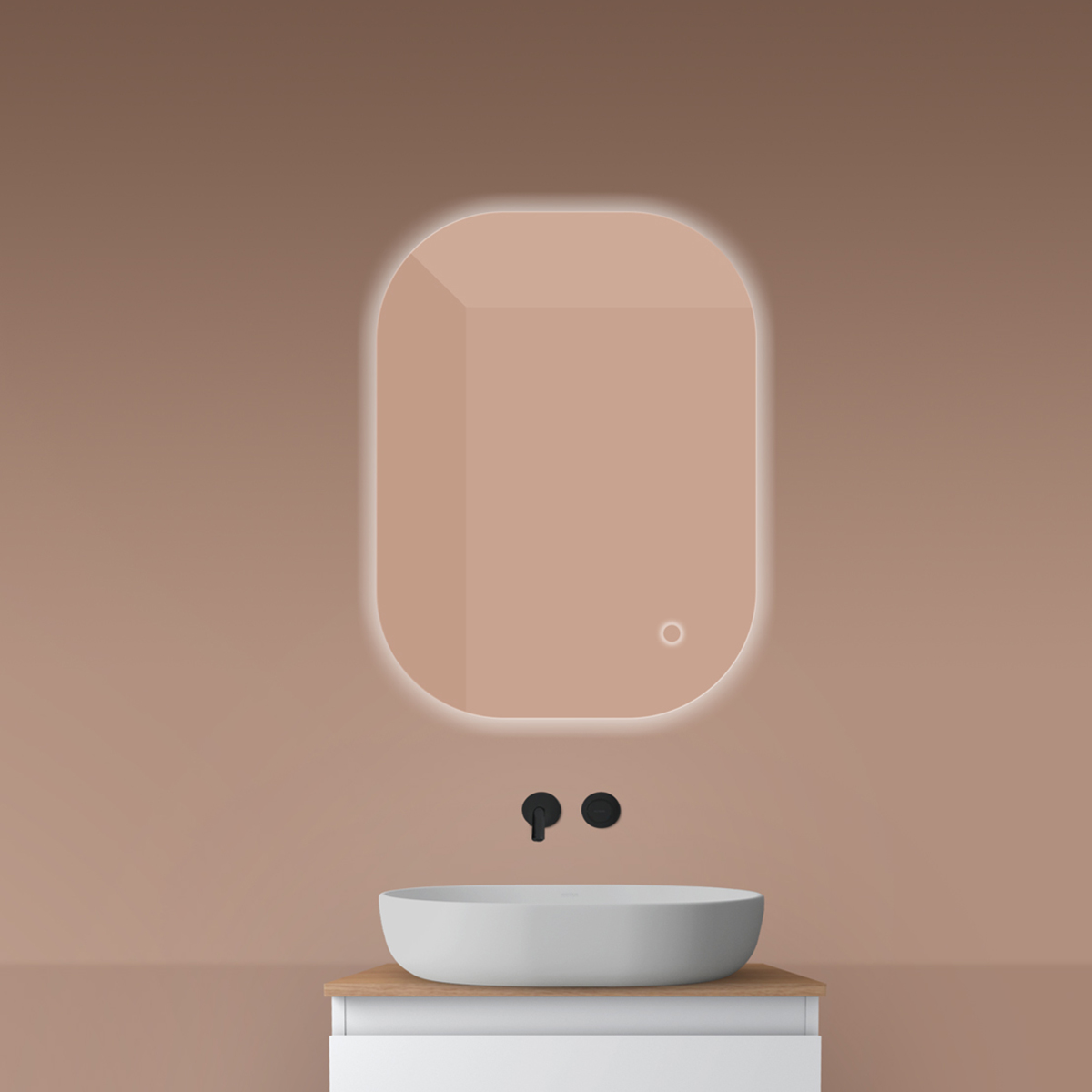 Darmowa Dostawa - Lustro 60x80 cm prostokątne z oświetleniem z matą grzewczą Oltens Nordlis 64126000