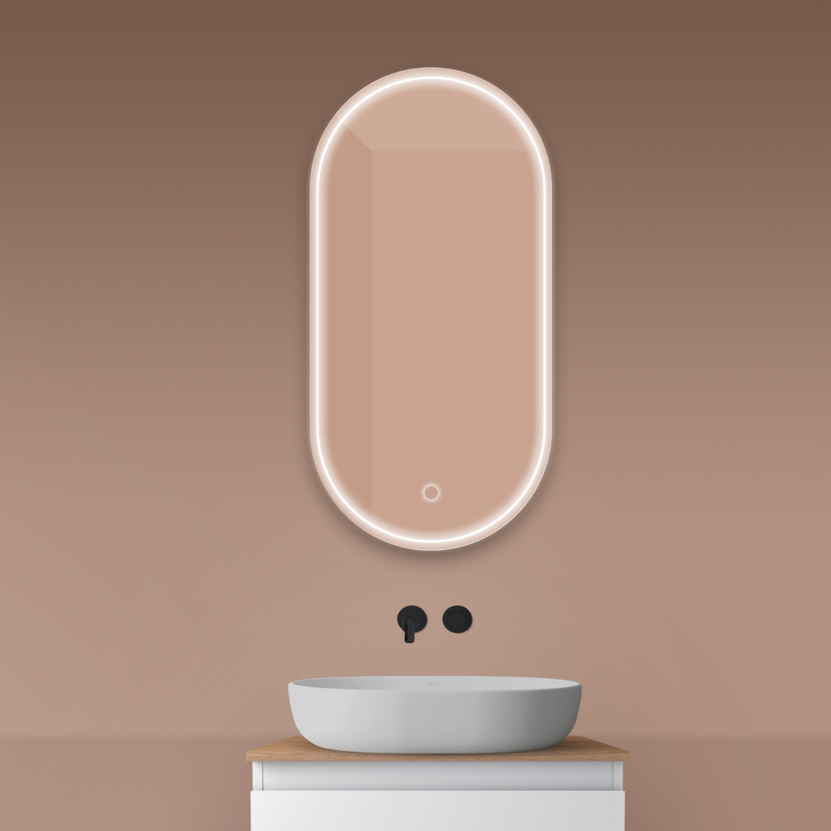 Darmowa Dostawa - Lustro 50x100 cm owalne z oświetleniem z matą grzewczą Oltens Nordlis 64128000