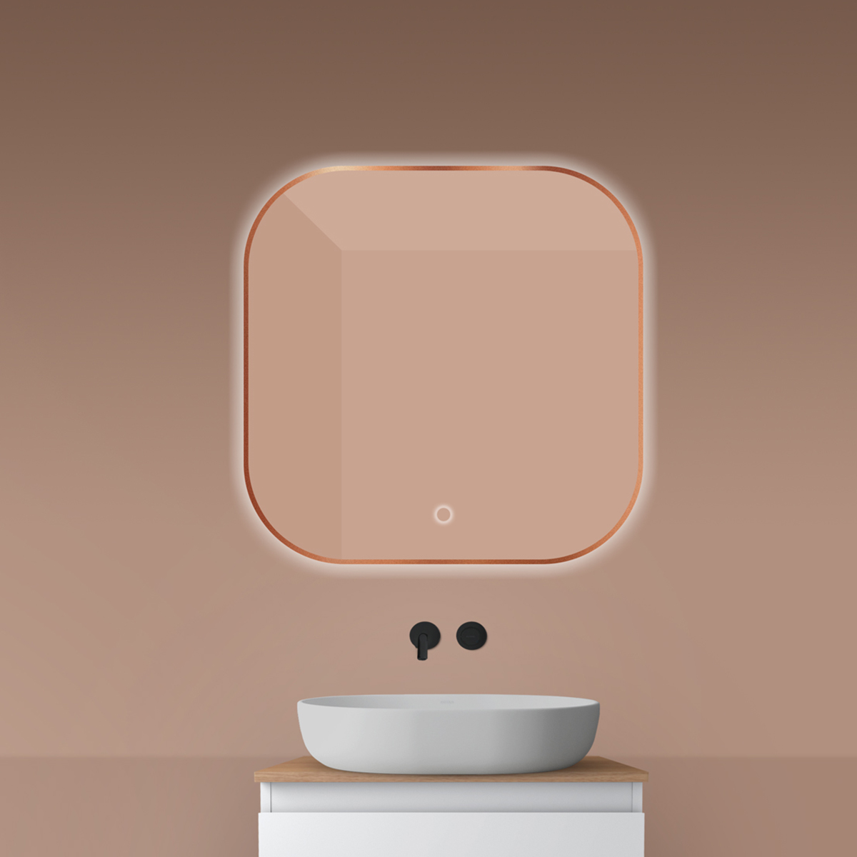 Darmowa Dostawa - Lustro 80x80 cm kwadratowe z oświetleniem z matą grzewczą Oltens Nordlis 64125610