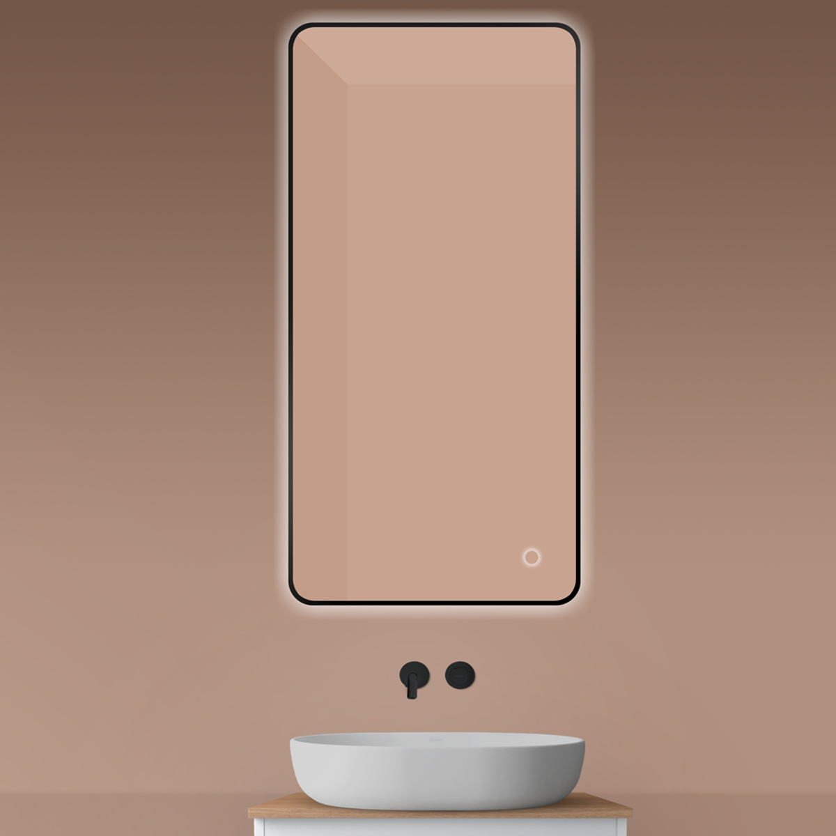 Darmowa Dostawa - Lustro 60x120 cm prostokątne z oświetleniem z matą grzewczą czarny Oltens Nordlis 64121300