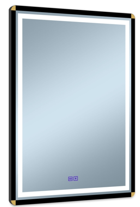 Darmowa Dostawa - Lustro 60x80 cm prostokątne z oświetleniem z matą grzewczą czarny-złoty Venti Duo 5905951180410