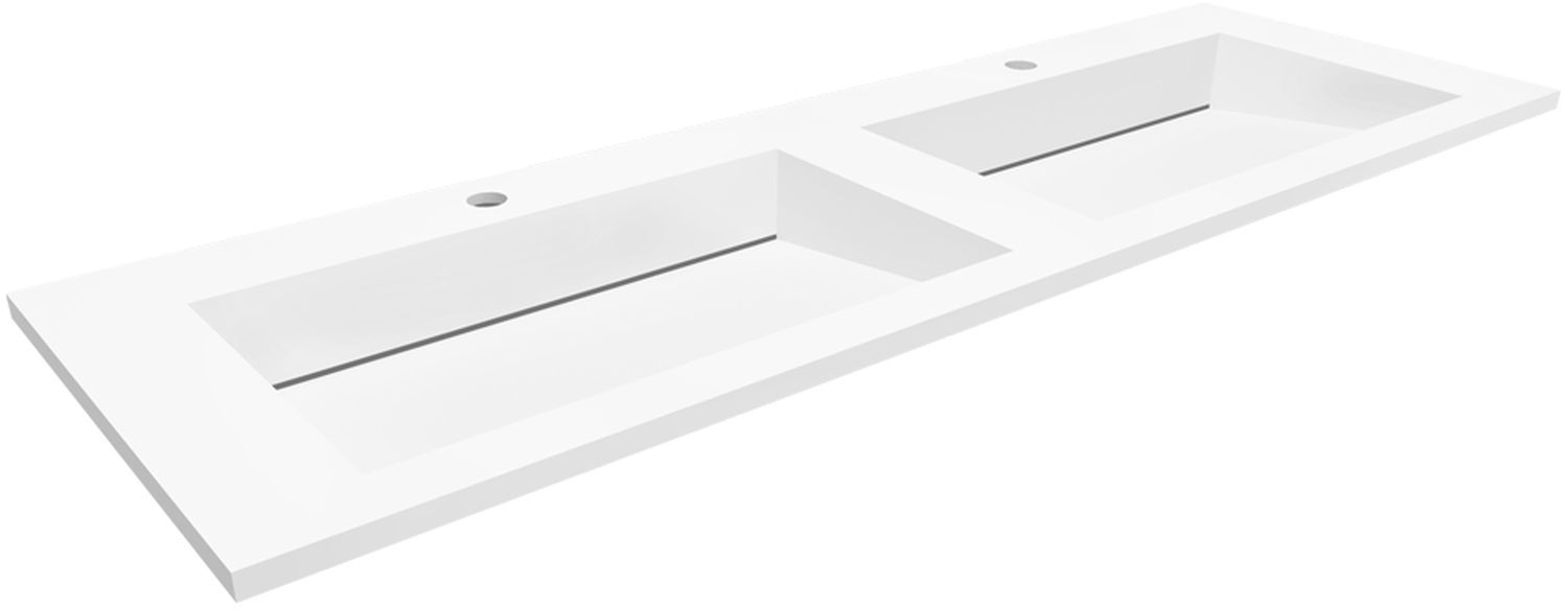 Darmowa Dostawa - Umywalka 140x45 cm prostokątna wpuszczana-podwójna biała Cristalstone Linea Ideal U14002xMOLCCR