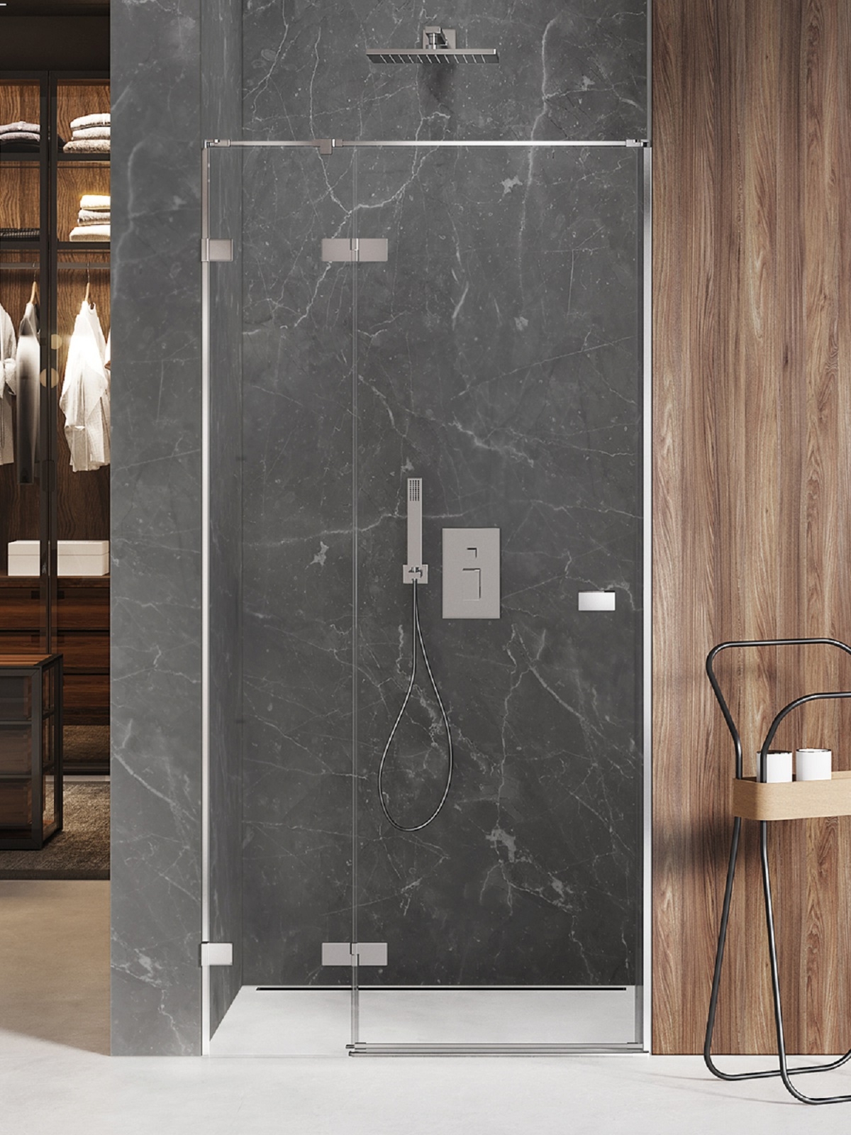 Darmowa Dostawa - Drzwi prysznicowe 110 cm uchylne chrom połysk/szkło przezroczyste New Trendy Avexa EXK1447