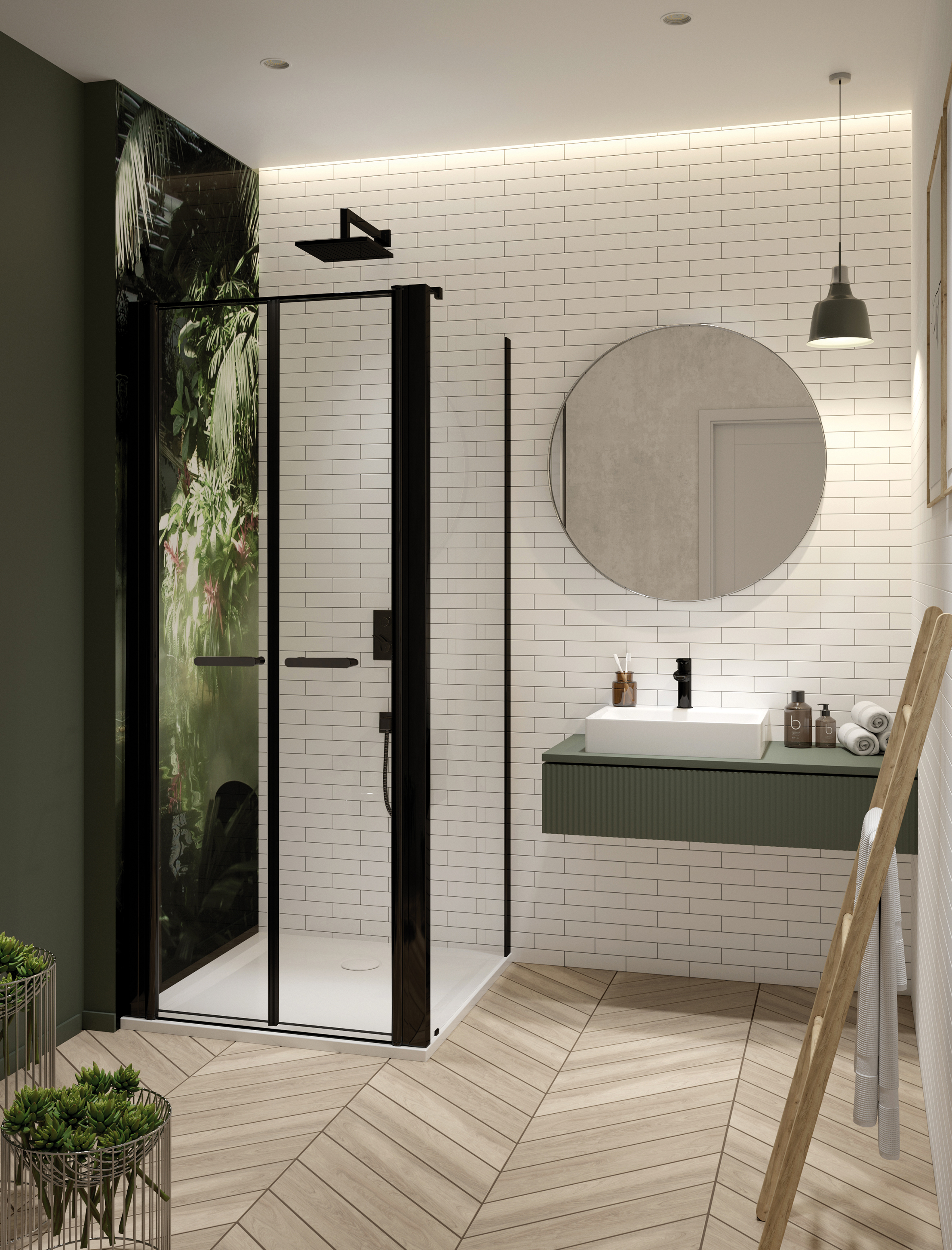 Darmowa Dostawa - Drzwi prysznicowe z profilem 110 cm uchylne czarny mat/szkło przezroczyste Sanplast Exa Line 600540095059401