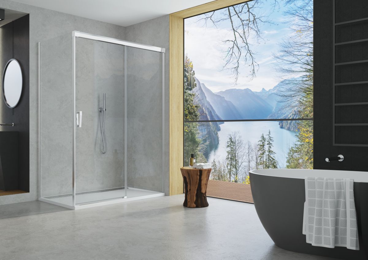 Darmowa Dostawa - Drzwi prysznicowe 130 cm rozsuwane srebrny połysk/szkło przezroczyste Ronal Cadura CAS2D1305007