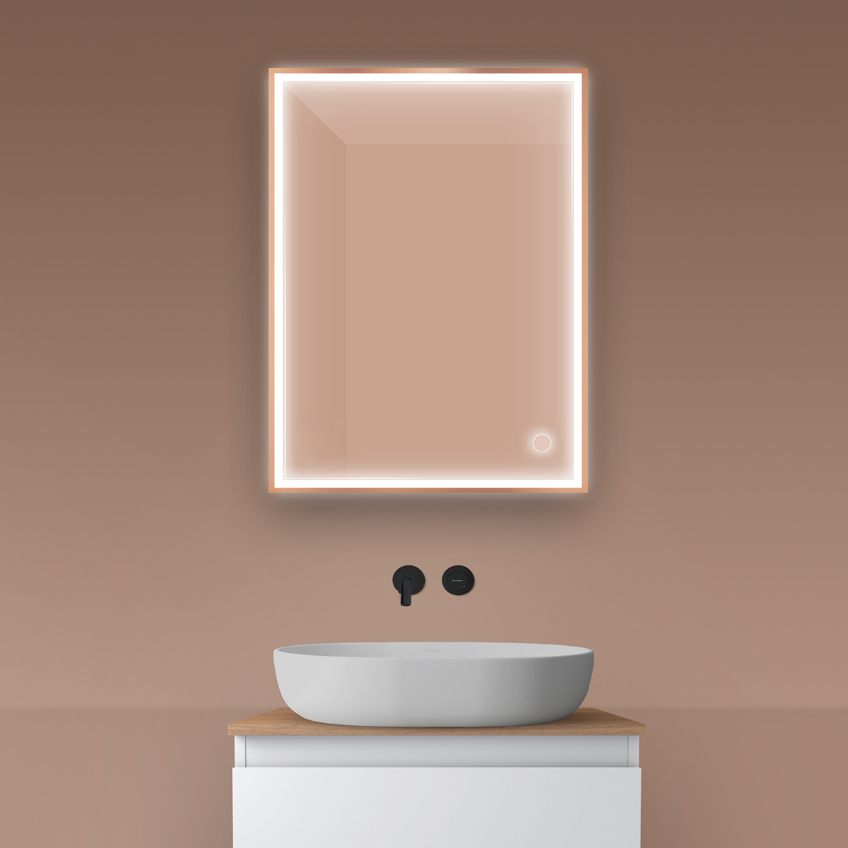 Darmowa Dostawa - Lustro 60x80 cm prostokątne z oświetleniem z matą grzewczą Oltens Nordlis 64105610