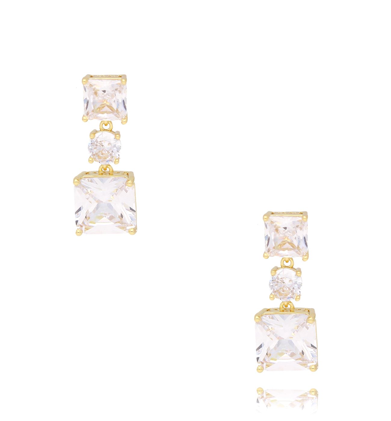 Kolczyki z kryształowymi kwadracikami Yūga - By Dziubeka