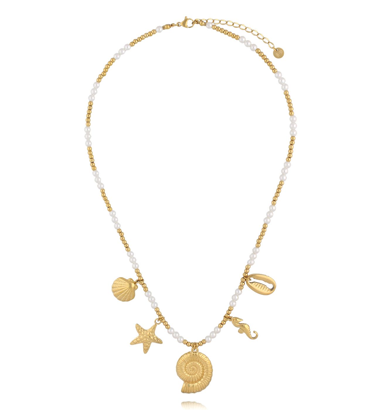 Naszyjnik z motywami muszli, rozgwiazdy i konika morskiego NSY0574 - By Dziubeka