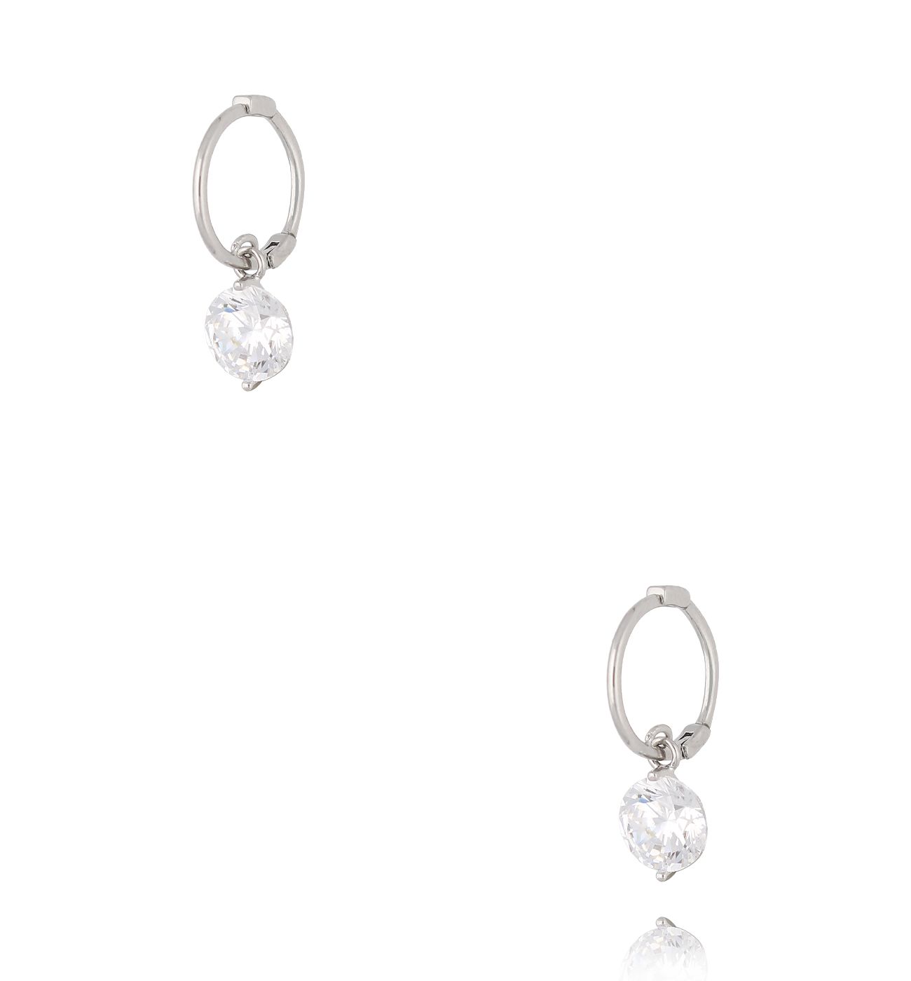 Kolczyki srebrne kółka z kryształem KLU0065 - By Dziubeka