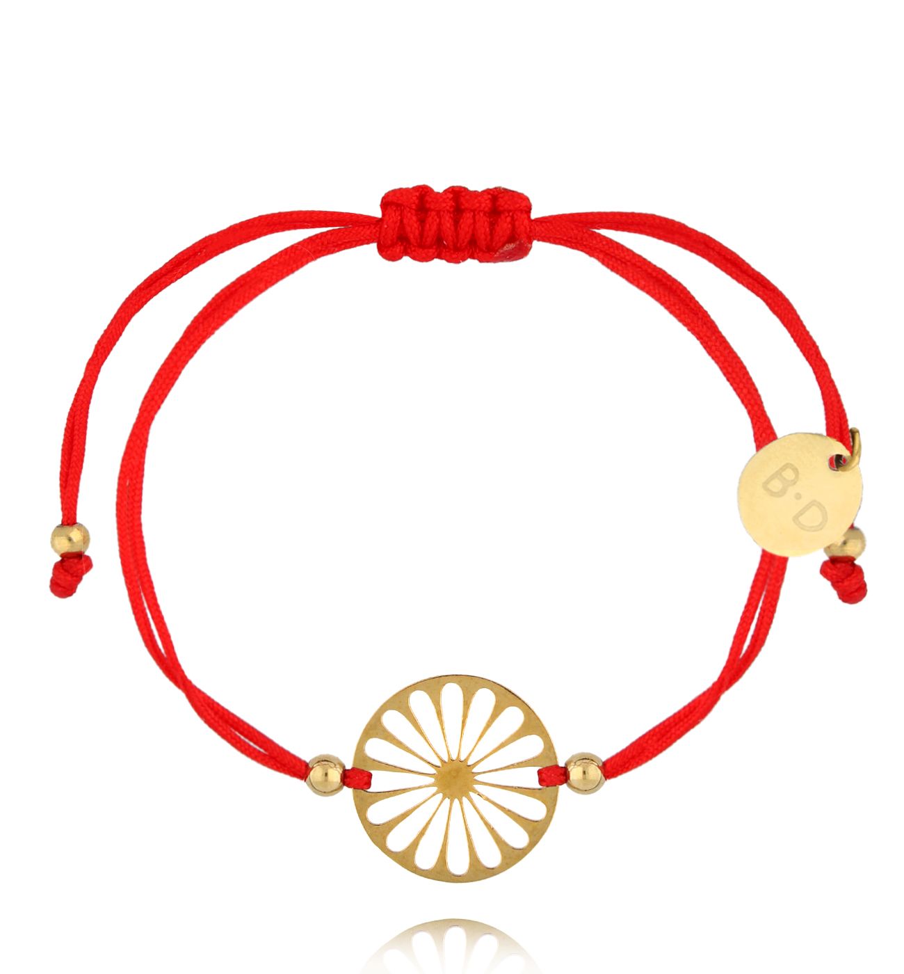 Bransoletka czerwona ze złotą rozetką Flower BGL0880 - By Dziubeka