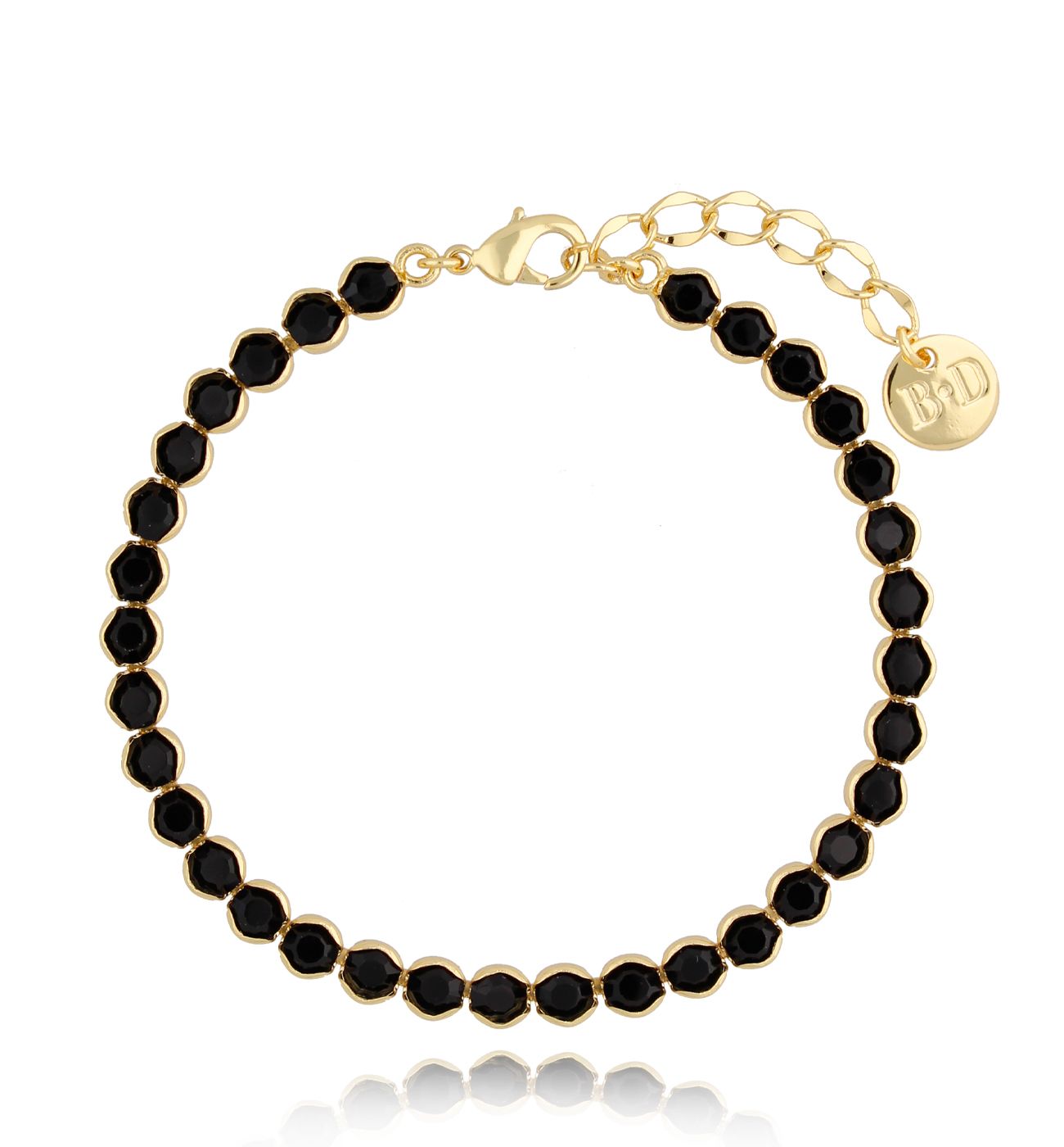 Bransoletka tenisowa złota z czarnymi kryształami Malia BSS0131