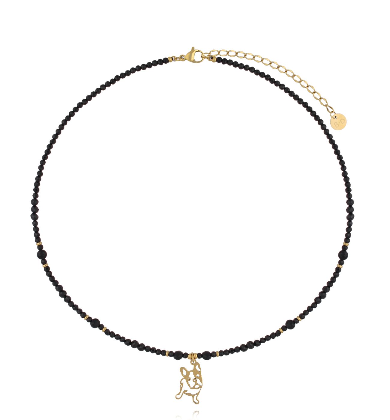 Naszyjnik z czarnego turmalinu z zawieszką – piesek - By Dziubeka