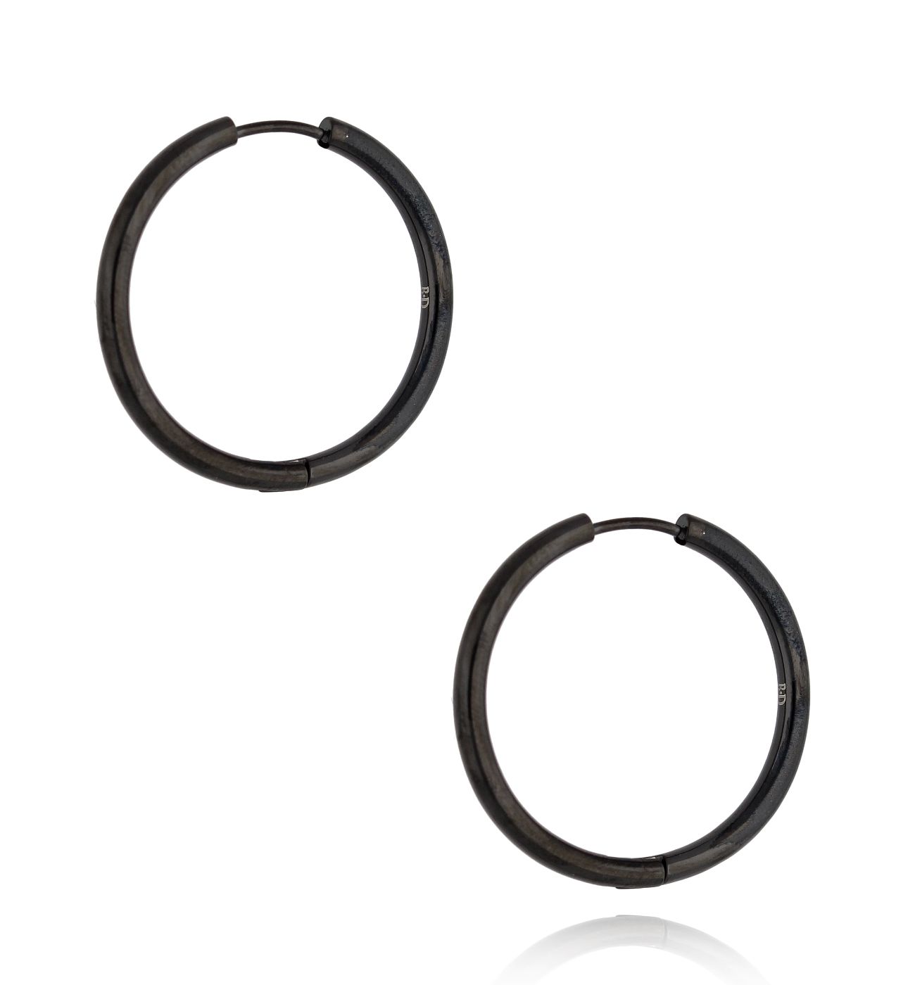 Kolczyki czarne kółka duże 3,00 cm Basic - By Dziubeka