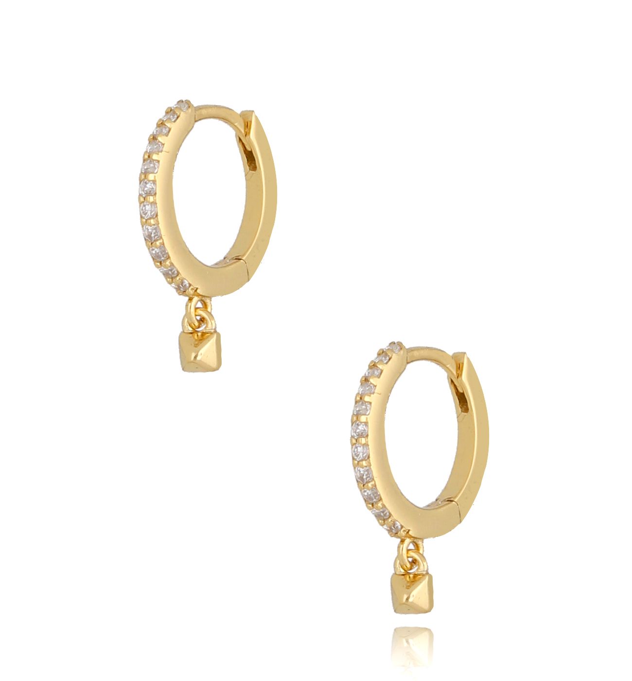 Kolczyki pozłacane kółka z kryształkiem KFA0024 - By Dziubeka