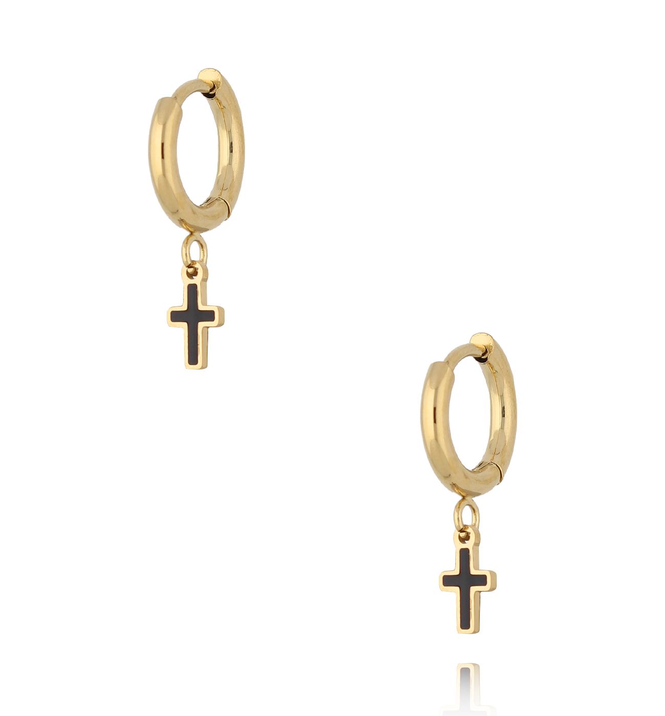 Kolczyki złote kółka z krzyżykami Siris KSY0050 - By Dziubeka