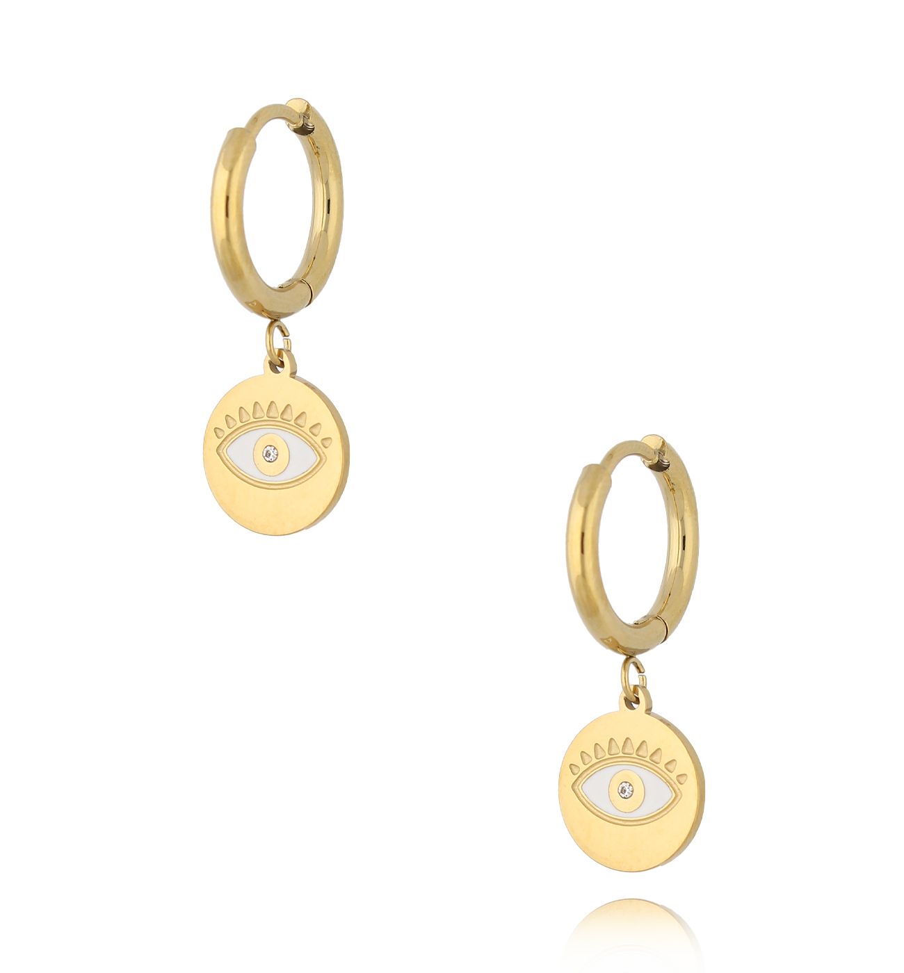 Kolczyki złote kółka z okiem Siris KSY0042