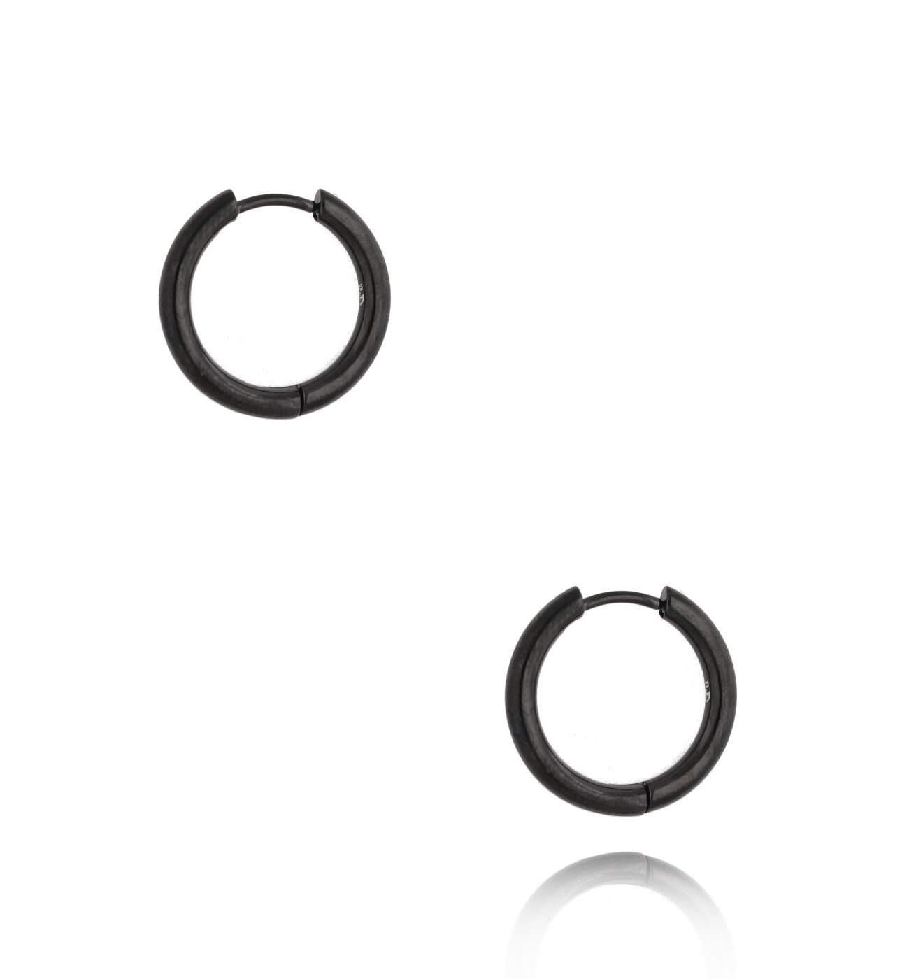 Kolczyki czarne kółka średnie 2,00 cm Basic KSA1013