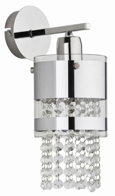 Kinkiet ścienny Alfa Bruno chromowany przezroczysty 1 x E27 x 60W IP20 wym: 22 x 12 x 17 cm - 1 szt.