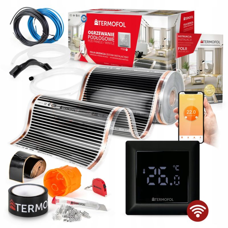 ZESTAW Folia Grzewcza TERMOFOL na podczerwień moc 80W 50 cm pow. 18m² TF-H6 BLACK WiFi 1kpl