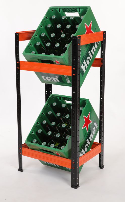 Regał metalowy na skrzynki MODO24 90 x 45 x 35 cm czarno-pomarańczowy 1 szt.