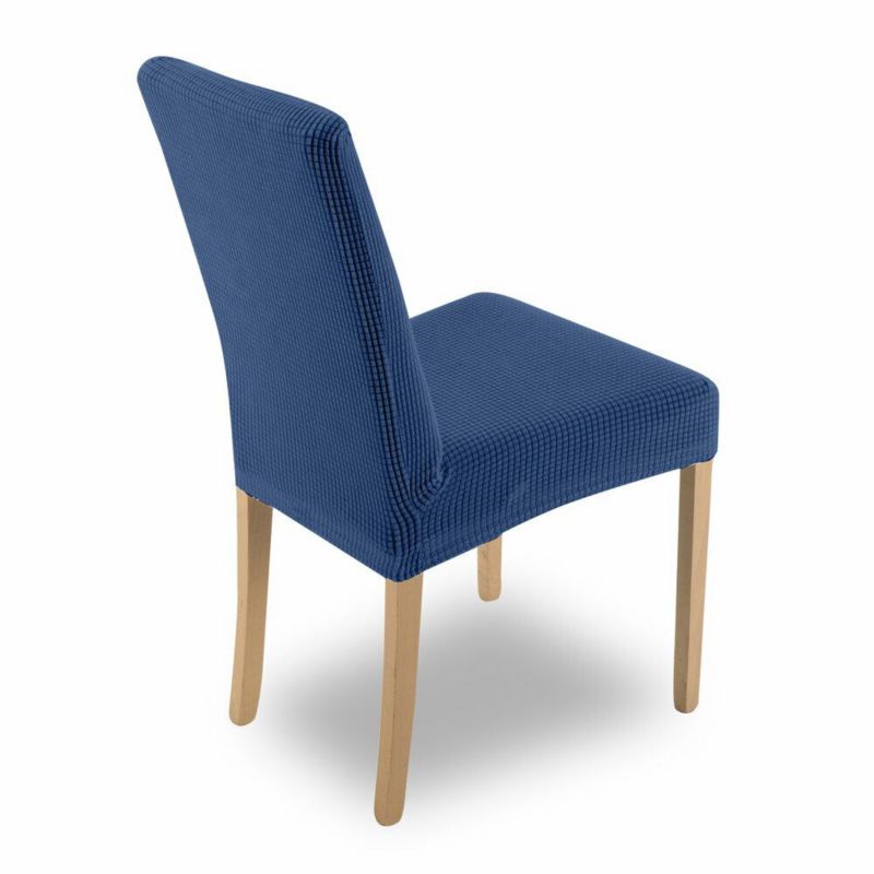 Pokrowiec 3 na krzesło Eurofirany 35x30x55 cm granatowy o strukturze kratki nie wchłaniający wilgoci 1 szt.