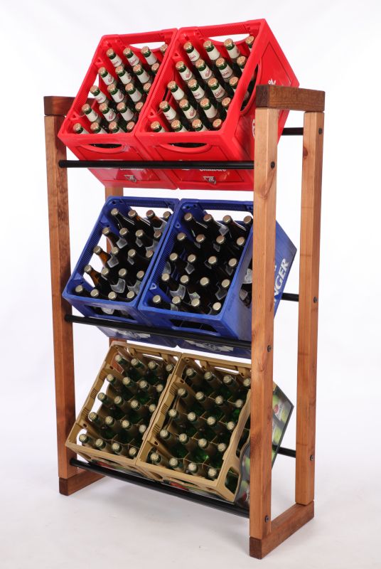 Regał na skrzynki na napoje MODO24 z metalowymi drążkami 136x77 cm brązowy 1 szt.