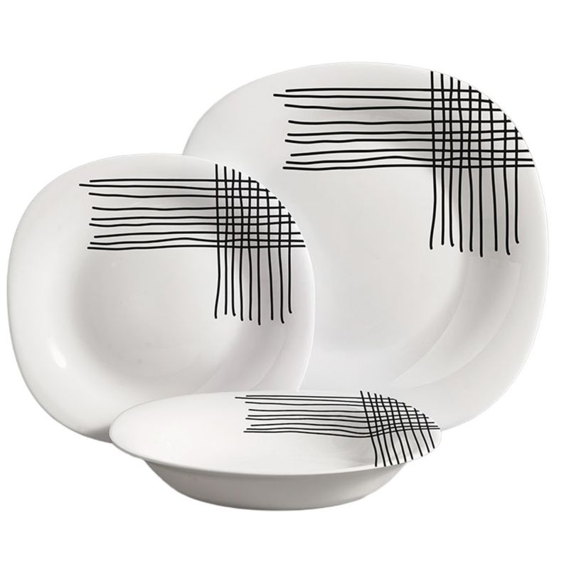 Zestaw talerzy Vivalto obiadowych biały 18 elementów krata 1kpl.