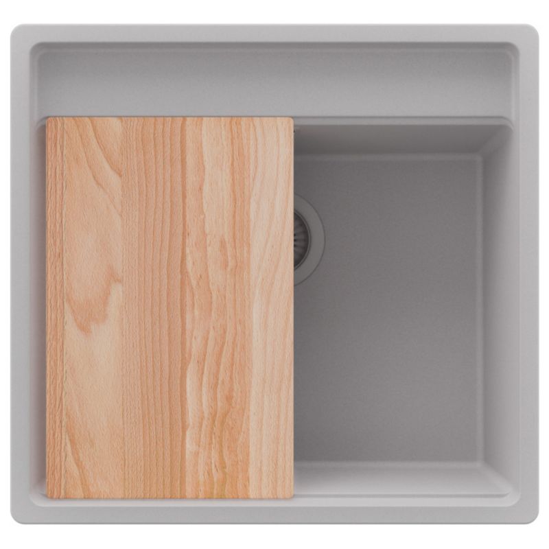 Zlewozmywak Bergen PRIMAGRAN Nablatowy 56x53cm do szafki od 60cm, Szary + Syfon + Deska, S191, 1 szt.