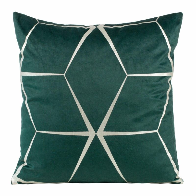 Poszewka BLINK 28 Eurofirany 45 x 45 cm ciemnozielona welwetowa z geometrycznym nadrukiem 1 szt.