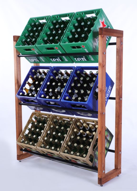 Regał na skrzynki na napoje MODO24 z metalowymi drążkami 136x107 cm brązowy 1 szt.