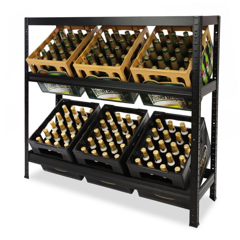 Regał metalowy na skrzynki z napojami MODO24 z półką 110 cm czarny 1 szt.