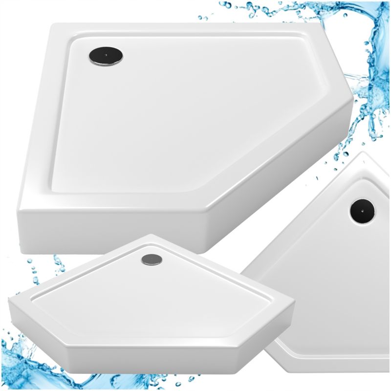 Brodzik prysznicowy 90x90 pięciokątny pentagonalny do kabiny akrylowy biały 1 szt.