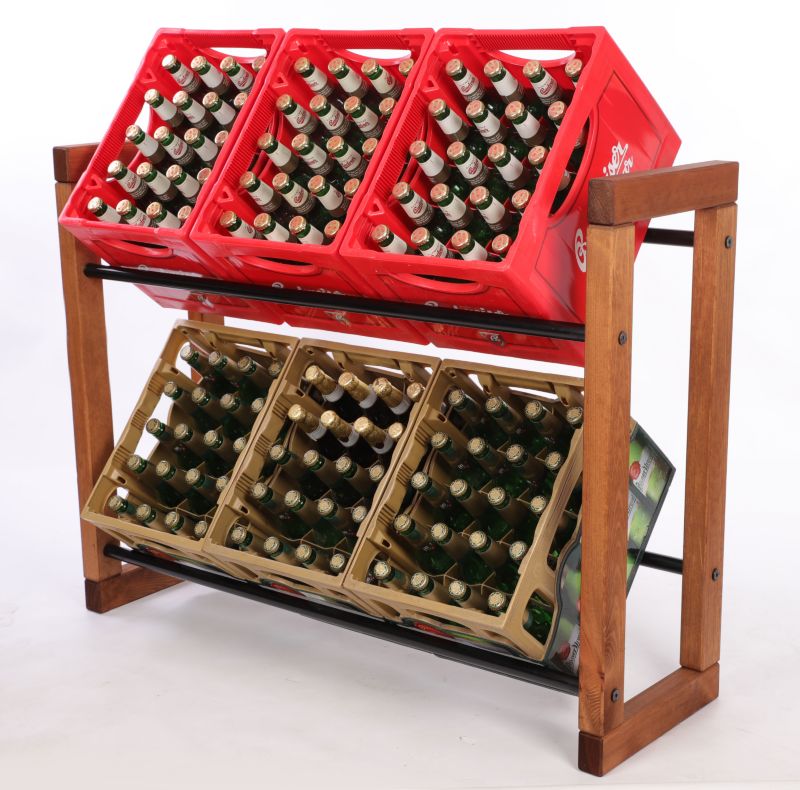 Regał na skrzynki na napoje MODO24 z metalowymi drążkami 85x107 cm brązowy 1 szt.