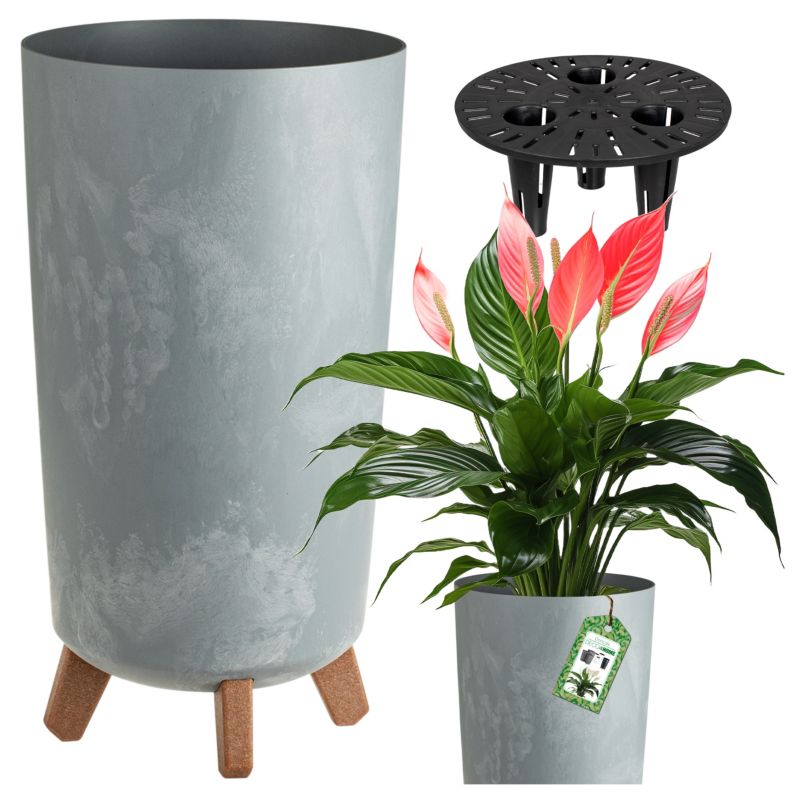 Doniczka Deco4Home slim donica na nóżkach imitacja betonu szara 36,5cm 1 szt.