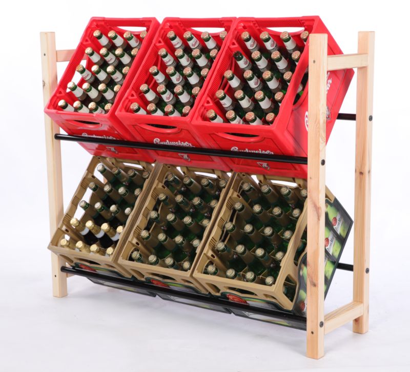 Regał na skrzynki na napoje MODO24 z metalowymi drążkami 103 cm naturalny 1 szt.