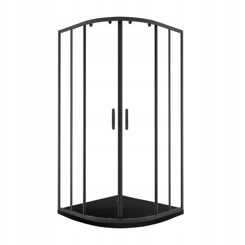 Kabina prysznicowa Durasan R55 90x90 cm półokrągła czarny mat 8 mm brodzik slim w zestawie 1 szt.