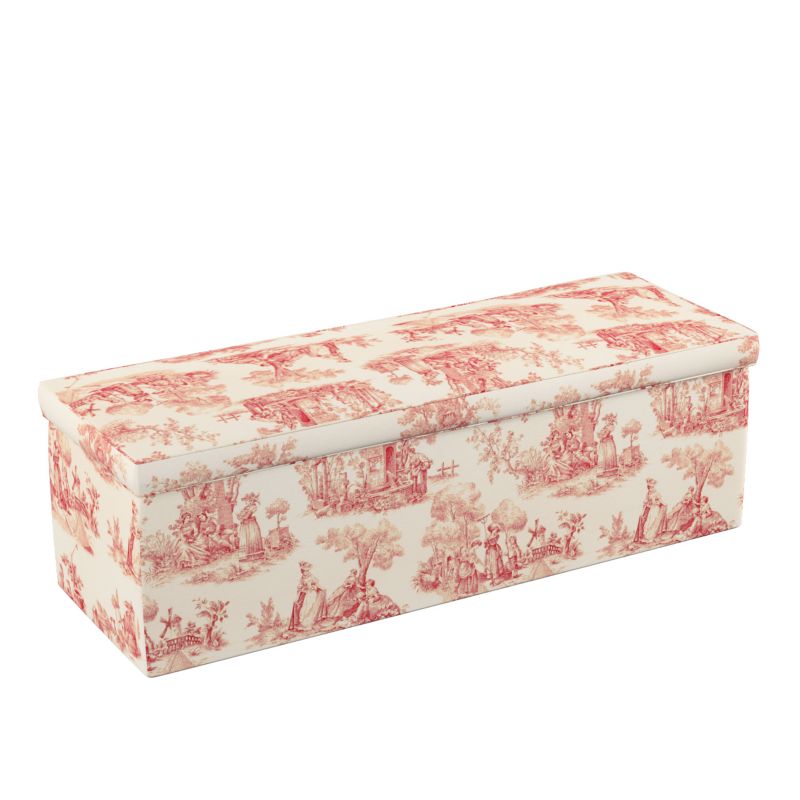 Skrzynia tapicerowana Dekoria 90 x 40 x 40 cm scenki rodzajowe w kolorze czerwonym na tle ecru 1 szt.