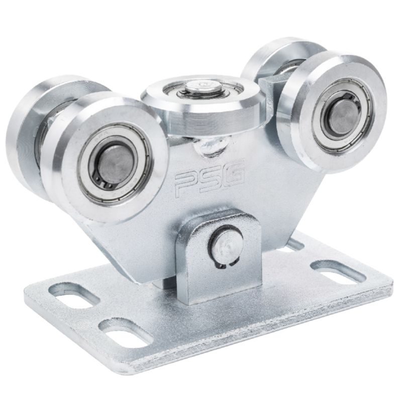 Wózek jezdny do bramy przesuwnej PSG do szyny / profilu 80x80 (5-rolkowy, rolki stalowe, wahliwy) 1 szt.